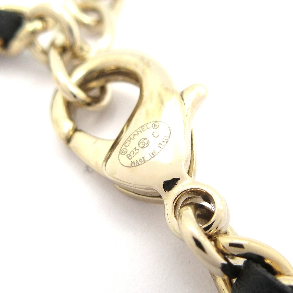 Chanel Necklace Pink Gold Black Hardware Leather Resin - Picture 5 of 6